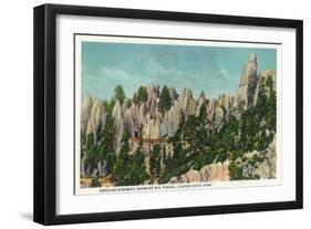 Custer State Park, South Dakota - Needles Highway View of the Big Tunnel, c.1937-Lantern Press-Framed Art Print