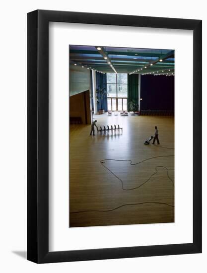 Custodians Move Furniture and Polish Wood Floors of College Activity Hall. Usa 1954-Nina Leen-Framed Photographic Print