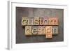 Custom Design - Text in Vintage Letterpress Wood Type against Grunge Metal Surface-PixelsAway-Framed Art Print