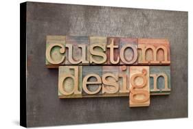 Custom Design - Text in Vintage Letterpress Wood Type against Grunge Metal Surface-PixelsAway-Stretched Canvas