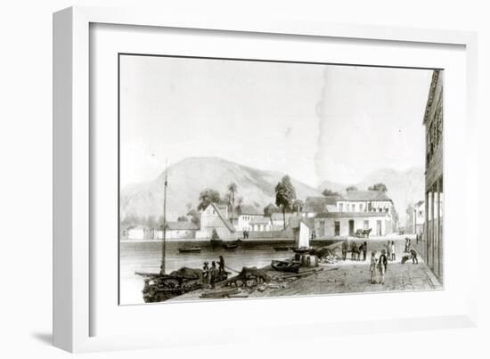 Custom House and St. Vincent's Wharf, Trinidad, Engraved by Eugene Ciceri, c.1850-Jean-michel Cazabon-Framed Giclee Print