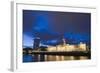 Custom House, Illuminated at Dusk, Reflected in the River Liffey-Martin Child-Framed Photographic Print