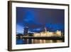 Custom House, Illuminated at Dusk, Reflected in the River Liffey-Martin Child-Framed Photographic Print