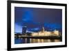 Custom House, Illuminated at Dusk, Reflected in the River Liffey-Martin Child-Framed Photographic Print