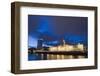 Custom House, Illuminated at Dusk, Reflected in the River Liffey-Martin Child-Framed Photographic Print