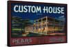 Custom House Pear Crate Label - Monterey, CA-Lantern Press-Framed Stretched Canvas