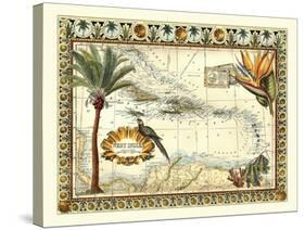 Custom Tropical Map of West Indies-Vision Studio-Stretched Canvas