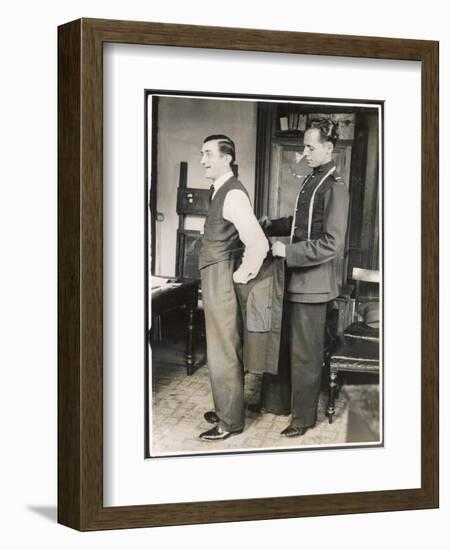 Customer Tries on a Suit the Tailor Has Made for Him, Suits You Sir!-null-Framed Art Print