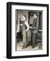 Customer Tries on a Suit the Tailor Has Made for Him, Suits You Sir!-null-Framed Art Print