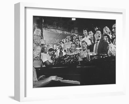 Customers at Bar of Casey's Limestone House Join in Singing Old Songs-Yale Joel-Framed Photographic Print