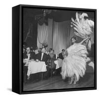 Customers at Sally Rand's Nightclub Watching a Dancer Performing the Midnight Fan Dance-Charles E^ Steinheimer-Framed Stretched Canvas