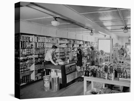 Customers Buying Supplies at Local Store-null-Stretched Canvas