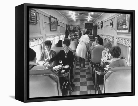 Customers Inside Neal's Diner-Yale Joel-Framed Stretched Canvas