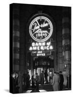 Customers Standing in Front of a Branch of Bank of America, Open from 10 to 10, Six Days a Week-J^ R^ Eyerman-Stretched Canvas