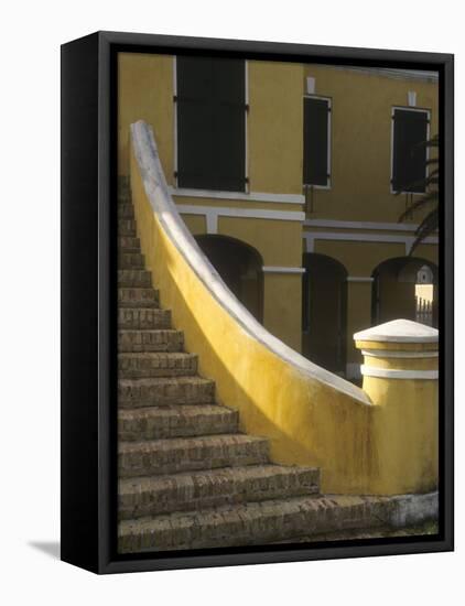 Customs House Exterior Stairway, Christiansted, St. Croix, US Virgin Islands-Alison Jones-Framed Stretched Canvas