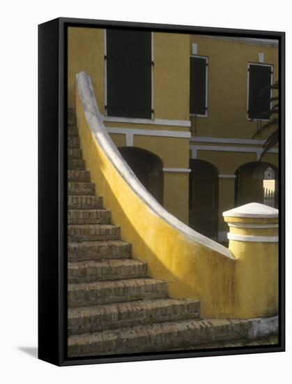 Customs House Exterior Stairway, Christiansted, St. Croix, US Virgin Islands-Alison Jones-Framed Stretched Canvas