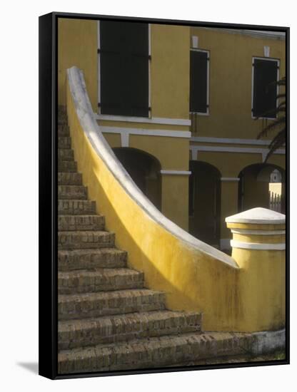 Customs House Exterior Stairway, Christiansted, St. Croix, US Virgin Islands-Alison Jones-Framed Stretched Canvas