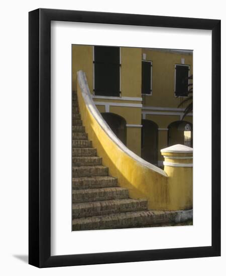 Customs House Exterior Stairway, Christiansted, St. Croix, US Virgin Islands-Alison Jones-Framed Premium Photographic Print