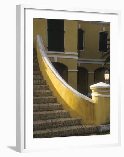 Customs House Exterior Stairway, Christiansted, St. Croix, US Virgin Islands-Alison Jones-Framed Photographic Print