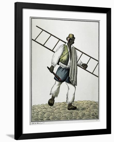 Customs of Buenos Aires, Lamp Lighter, Argentina, 19th Century-null-Framed Giclee Print