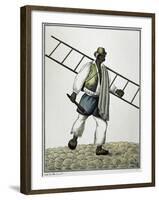 Customs of Buenos Aires, Lamp Lighter, Argentina, 19th Century-null-Framed Giclee Print