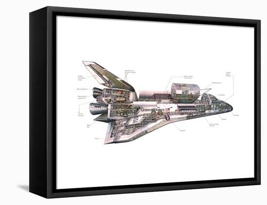 Cut-Away Diagram of the Space Shuttle-null-Framed Stretched Canvas