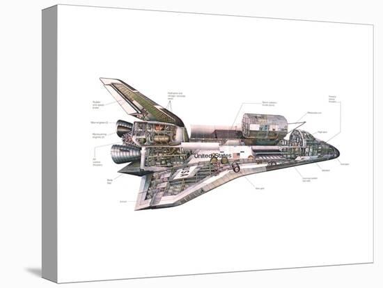 Cut-Away Diagram of the Space Shuttle-null-Stretched Canvas