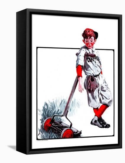 "Cut Grass or Play Baseball?,"August 30, 1924-Angus MacDonall-Framed Stretched Canvas