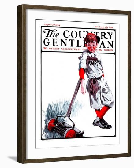 "Cut Grass or Play Baseball?," Country Gentleman Cover, August 30, 1924-Angus MacDonall-Framed Giclee Print