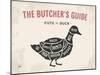Cut of Meat Butcher Diagram - Duck-foxysgraphic-Mounted Art Print