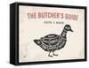 Cut of Meat Butcher Diagram - Duck-foxysgraphic-Framed Stretched Canvas