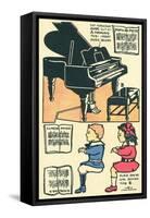 Cut-Out Model of Children Playing Piano-null-Framed Stretched Canvas