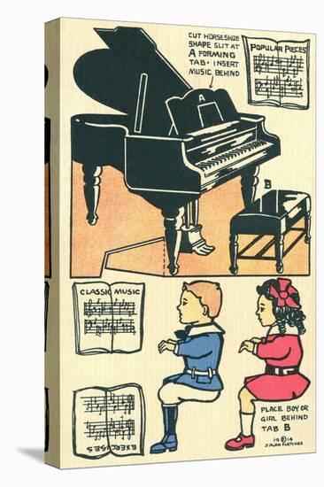 Cut-Out Model of Children Playing Piano-null-Stretched Canvas