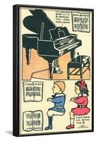 Cut-Out Model of Children Playing Piano-null-Framed Art Print