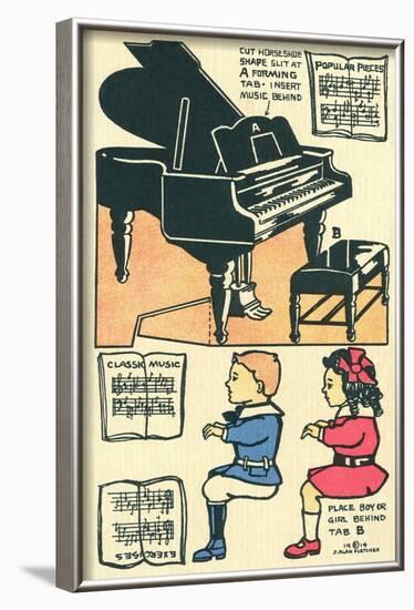 Cut-Out Model of Children Playing Piano-null-Framed Art Print