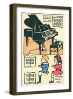 Cut-Out Model of Children Playing Piano-null-Framed Art Print