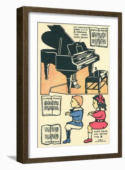 Cut-Out Model of Children Playing Piano-null-Framed Art Print