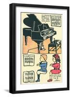 Cut-Out Model of Children Playing Piano-null-Framed Art Print