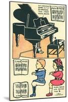 Cut-Out Model of Children Playing Piano-null-Mounted Art Print