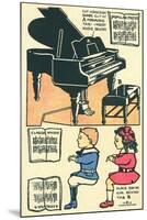 Cut-Out Model of Children Playing Piano-null-Mounted Art Print