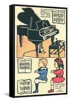 Cut-Out Model of Children Playing Piano-null-Framed Stretched Canvas