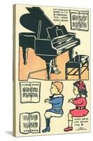 Cut-Out Model of Children Playing Piano-null-Stretched Canvas