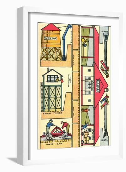 Cut-out Model of Train Station-null-Framed Art Print