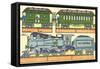 Cut-out Model of Train-null-Framed Stretched Canvas