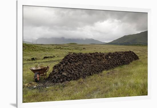 Cut Peat Stacked up for Winter, Connemara, County Galway, Connacht, Republic of Ireland-Gary Cook-Framed Photographic Print