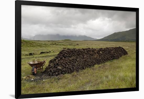 Cut Peat Stacked up for Winter, Connemara, County Galway, Connacht, Republic of Ireland-Gary Cook-Framed Photographic Print