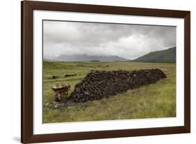 Cut Peat Stacked up for Winter, Connemara, County Galway, Connacht, Republic of Ireland-Gary Cook-Framed Photographic Print