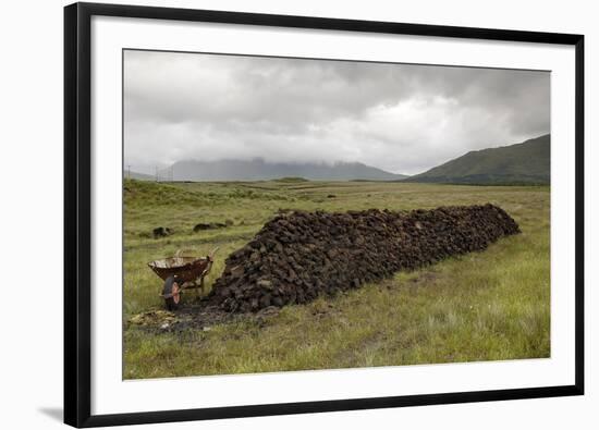 Cut Peat Stacked up for Winter, Connemara, County Galway, Connacht, Republic of Ireland-Gary Cook-Framed Photographic Print