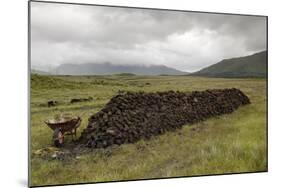 Cut Peat Stacked up for Winter, Connemara, County Galway, Connacht, Republic of Ireland-Gary Cook-Mounted Photographic Print