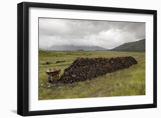 Cut Peat Stacked up for Winter, Connemara, County Galway, Connacht, Republic of Ireland-Gary Cook-Framed Photographic Print